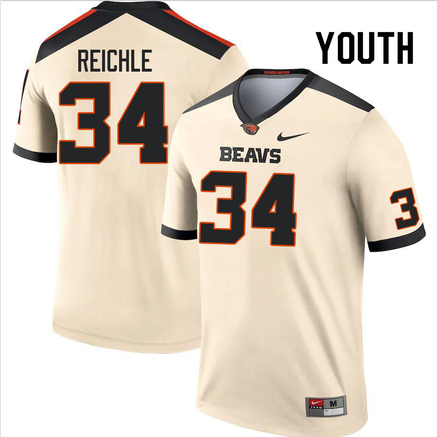 Youth #34 Jake Reichle Oregon State Beavers College Football Jerseys Stitched Sale-Cream